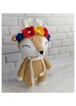 Подарунок для дівчинки. вязаний олень. оленятко. пов'язка на голову. іграшковий олень.