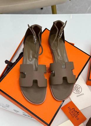 Босоножки в стиле hermes, цвет мокко, люкс
