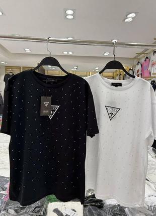 Люксова футболка guess з камінцями