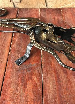 Кованый настенный светильник ручной работы в виде олимпийского факела