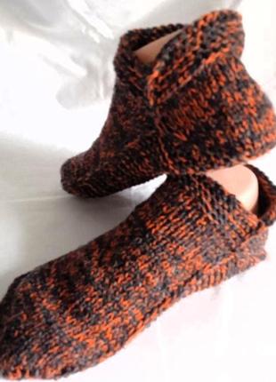 Теплі щільні в'язані ручної роботи чоловічі короткі шкарпетки сліди тапочки, розмір 40-421 фото