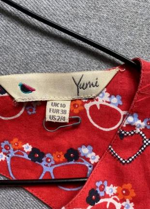 Платье yumi, размер 10, красное, в стиле ретро 50-х-60-х годов, с принтом «кошачий глаз», вырезом на спине8 фото