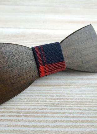 Деревянная галстук-бабочка сине-красная2 фото
