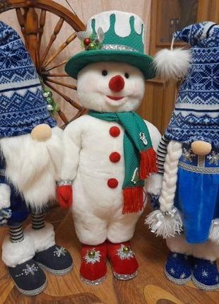 Большой снеговик под ёлку. новогодний снеговик. большая интерьерная игрушка.
