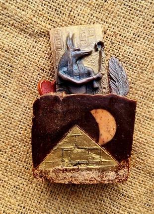 «анубіс», натуральне мило, з нуля. шоколадне. шматочок. кускове. ручна робота. єгипет. піраміди.5 фото