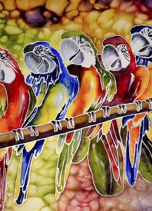 Картина батик веселые птички 45х50