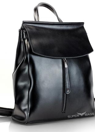 Жіночий стильний чорний рюкзак з натуральної шкіри tiding bag - 21437