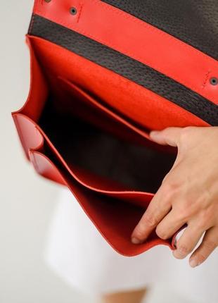 Женская деловая сумка ручной работы из натуральной кожи с глянцевым эффектом красного цвета2 фото
