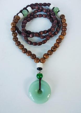 Тибетское ожерелье с нефритом - амулет, четки.