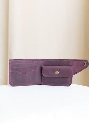 Місткий гаманець ручної роботи арт. 101 бордового кольору з натуральної шкіри вінтажній2 фото