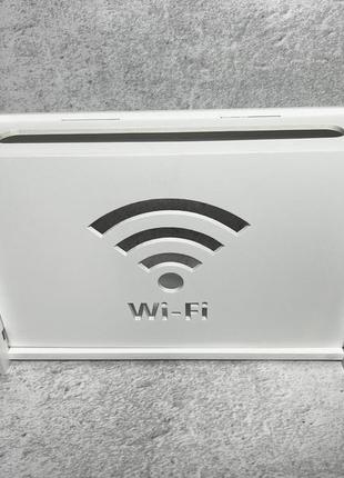 Дерев'яна коробка для роутера на стіну "wi-fi" 30х20х8 см біла3 фото
