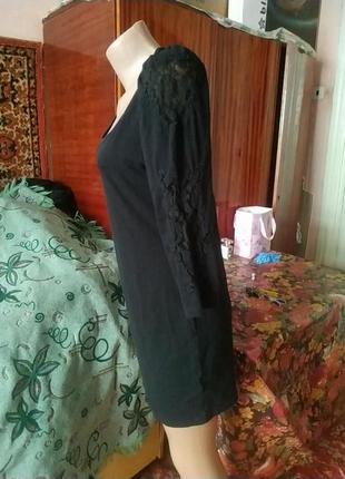 Черное катоновое платье 3