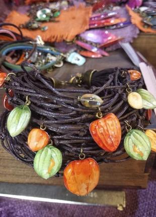 Браслет узелковый "физалис"