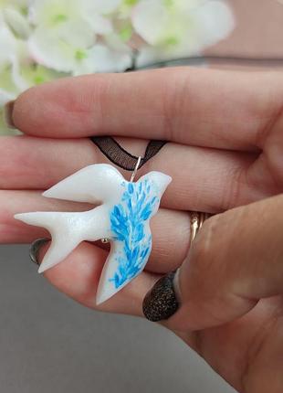 Подвеска птичка, чокер с птичкой на шею, горлица, ласточка, украинская символика, воле.