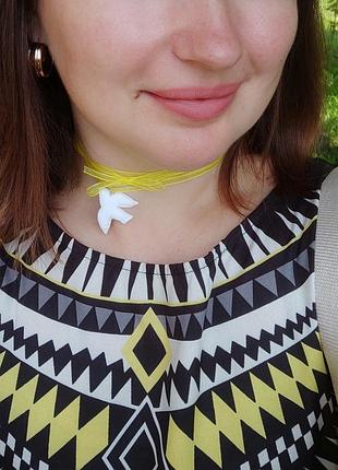 Подвеска птичка, чокер с птичкой на шею, горлица, ласточка, украинская символика, воле.