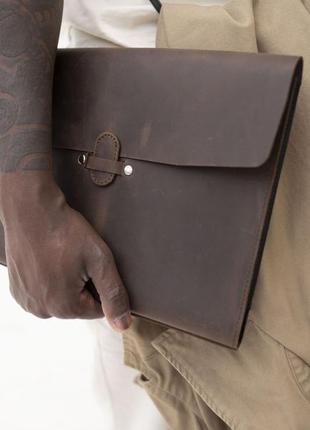 Чехол для macbook из натуральной кожи с винтажным эффектом коричневого цв3 фото