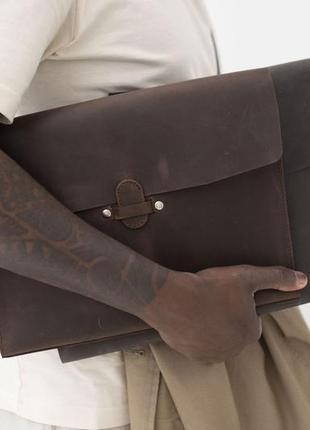 Чехол для macbook из натуральной кожи с винтажным эффектом коричневого цв6 фото