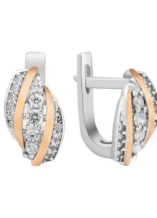 Срібні сережки із золотом і куб. цирконієм feliti-10