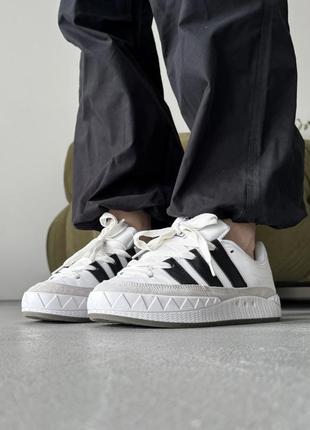 Адидас адиматик белые кожаные кеды adidas adimatic white/black/ grey