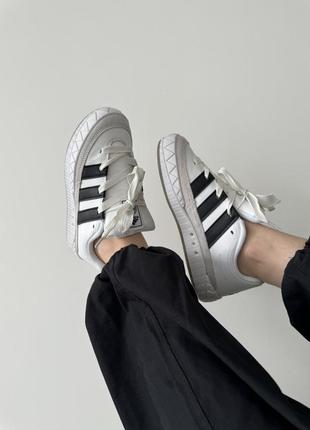 Адидас адиматик белые кожаные кеды adidas adimatic white/black/ grey7 фото