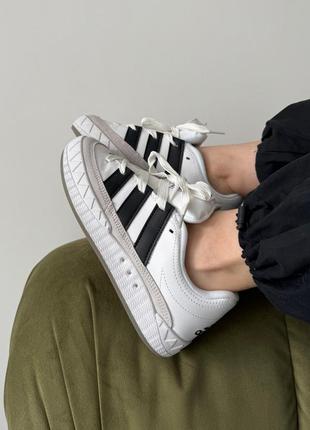 Адидас адиматик белые кожаные кеды adidas adimatic white/black/ grey9 фото