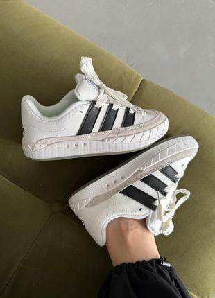 Адидас адиматик белые кожаные кеды adidas adimatic white/black/ grey6 фото