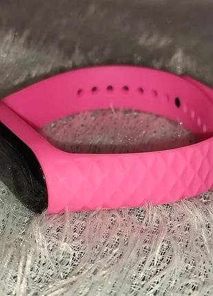 Браслет на смарт-часы mi band 3 4, ремешок силиконовый розовый неоновый