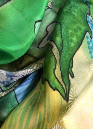 Жіночий шовковий шарф • кульбаби батік • 240х54 см • аксесуар ручної роботи6 фото