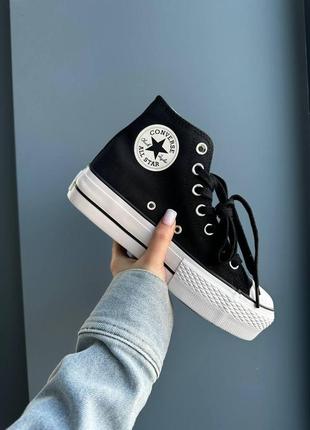 Жіночі кеди конверс високі convers chuck taylor all star platform, женские кеды конверс чёрные