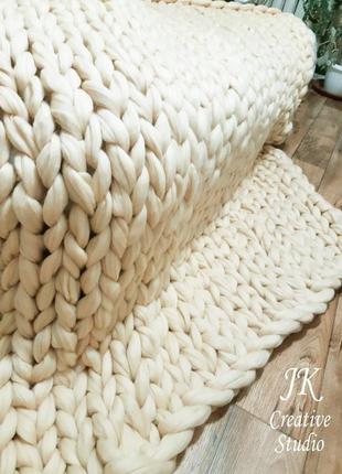 Плед handmade "шампань" з товстої мериносової вовни