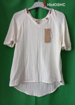 Комбинированная футболка-блуза трикотаж/марлёвка с вышивкой из бисера maison scotch