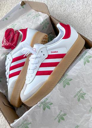 Adidas samba xlg sizing red gum platform, женские кроссовки адедас самба, кроссовки жемчужные адидас