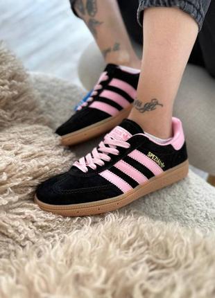 Жіночі кросівки адідас чорно рожеві, adidas samba, женские кроссовки адидас демисезонные