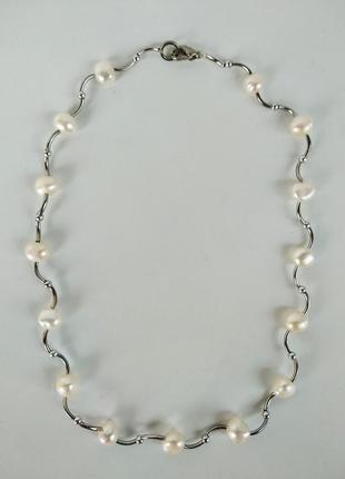 Намисто з білим перлами прісноводним1 фото