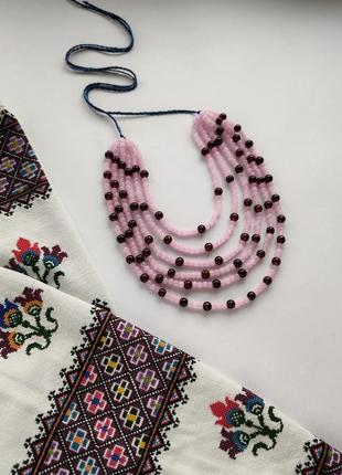 Ярусне намисто в українському традиційному стилі до вишиванки червоне7 фото