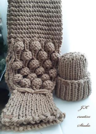 Комплект шапка і довгий шарф