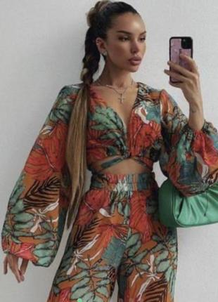 Костюм летний легкий prettylittlethings plt пляжный шифр новый топ брюки