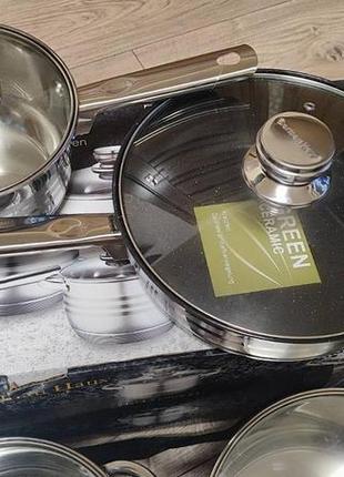 Набір посуду з нержавіючої сталі german haus gh-1252 (12 предметів)6 фото