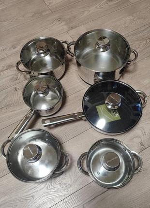 Набір посуду з нержавіючої сталі german haus gh-1252 (12 предметів)3 фото
