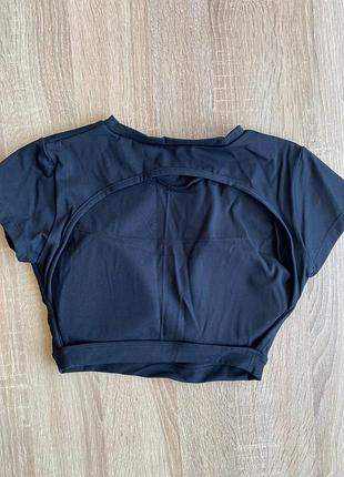 Спортивный топ (кроп-топ футболка) с открытой спинкой 2 цвета (белый, черный) - s m