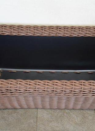 Корзина прямоугольная для дров (дровница) плетенная из искусственного ротанга ручной работы.9 фото
