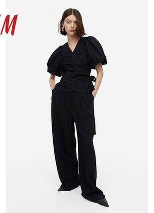Блуза, сорочка із заходом і об'ємними рукавами h&m, р.s