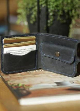Місткий гаманець темно-сірого кольору з натуральної шкіри вінтажній3 фото