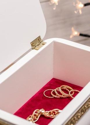 Коробочка для украшений с позолотой «gold & white» шкатулка на подарок9 фото