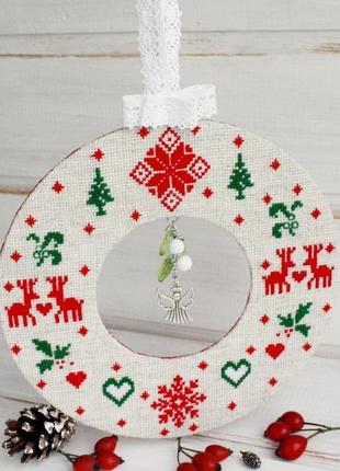 Велика новорічна підвіска вінок ялинкова прикраса скандинавський стиль різдвяний декор4 фото