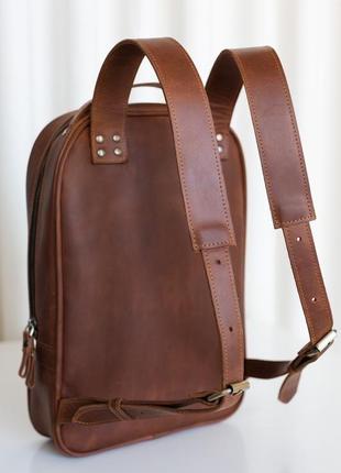 Стильный минималистичный рюкзак арт. well ручной работы из натуральной винтажной кожи4 фото