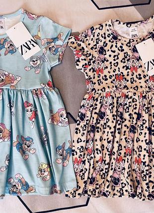 Летнее платье для девочки zara patrol mickey mouth тигровое голубое