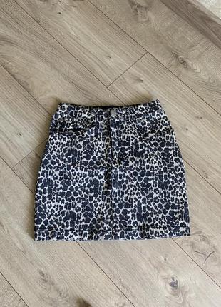 Джинсовая мини нижняя тигровая, леопардовая zara mango reserved3 фото