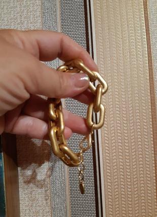 Браслет zara, матовое золото, 21,5см, массивный, тренд, тяжелый2 фото