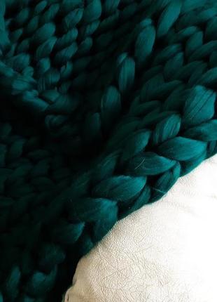 Плед "смарагд" handmade з товстої мериносової вовни